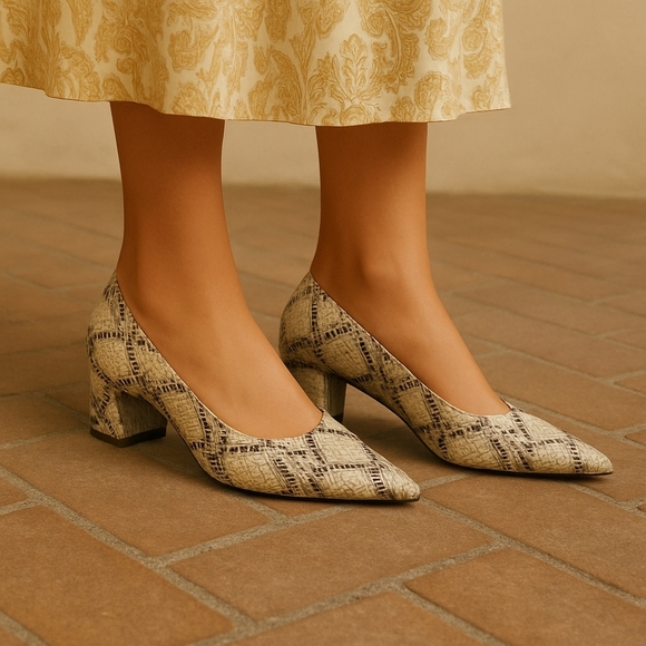 Franco Sarto Romi Snake Leather Pointed Toe Heel 9M EUC - Picture 1 of 6